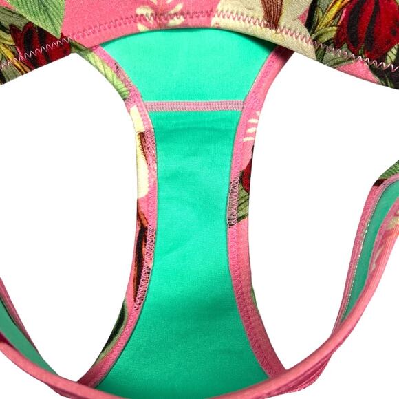 TRIANGL Bikini Bottoms Tropical Print Neoprene Pink Green Swimsuit Women's Small - Picture 8 of 8